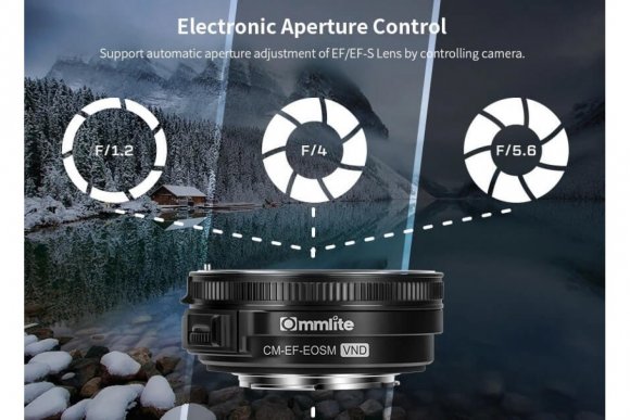 Commlite CM-EF-EOSM VND (Переходное кольцо для Canon EF/EF-S series lens to EOSM cameras with Variable ND) 