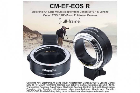 Commlite CM-EF-EOS R (Переходное кольцо для Canon EF/EF-S объективы на байонет EOS R RF-Mount Full-frame камеры  Commlite CM-EF-EOS R (Переходное кольцо для Canon EF/EF-S объективы на байонет EOS R RF-Mount Full-frame камеры