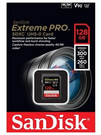 SanDisk Extreme Pro SDXC UHS-II V90 U3 300/260 MB/s 128GB 