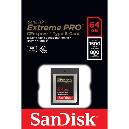 Карта памяти Sandisk 64GB CFexpress Extreme Type B (1500R/800W) Карта памяти Sandisk 64GB CFexpress Extreme Type B (1500R/800W)