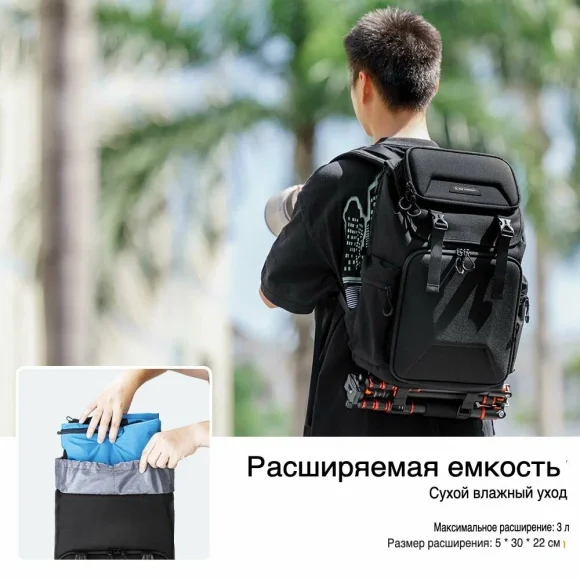 Рюкзак для фотоаппарата и объективов с отделением для ноутбука K&F Concept KF13.098V2 Рюкзак для фотоаппарата и объективов с отделением для ноутбука K&F Concept KF13.098V2