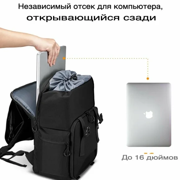 Рюкзак для фотоаппарата и объективов с отделением для ноутбука K&F Concept KF13.098V2 Рюкзак для фотоаппарата и объективов с отделением для ноутбука K&F Concept KF13.098V2