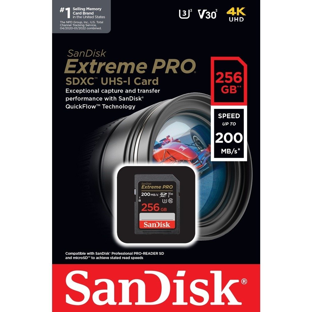 SanDisk Extreme Pro SDXC 256GB UHS I Class 3 V30 200 140 MB s