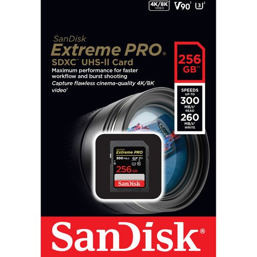 Карта памяти SanDisk SDXC 256GB Sandisk Extreme PRO UHS-II V90 300MB/s  Карта памяти SanDisk SDXC 256GB Sandisk Extreme PRO UHS-II V90 300MB/s