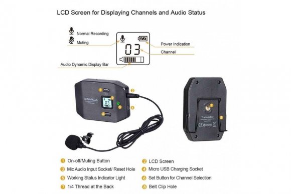 COMICA CVM-WS50C Беспроводной петличный микрофон для мобильных устройств  COMICA CVM-WS50C Беспроводной петличный микрофон для мобильных устройств