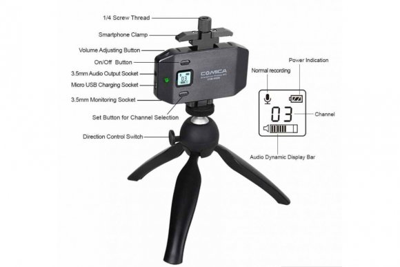 COMICA CVM-WS50C Беспроводной петличный микрофон для мобильных устройств  COMICA CVM-WS50C Беспроводной петличный микрофон для мобильных устройств