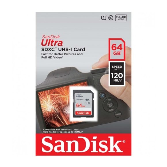 Sandisk 64GB Ultra SDXC UHS-I Memory Card - 120MB/s 