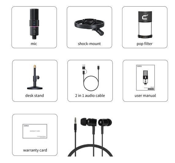 COMICA STA-U2D RGB Cardioid Condenser USB Microphone Kit COMICA STA-U2D RGB Cardioid Condenser USB Microphone Kit