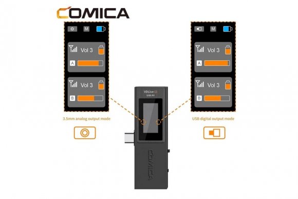COMICA VDLive10 USB Двухканальный беспроводной микрофон COMICA VDLive10 USB Двухканальный беспроводной микрофон