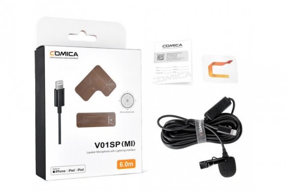 COMICA CVM-V01SP (Mi) 2.5м Всенаправленный петличный микрофон с разъемом Lighting для Apple 