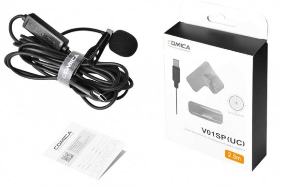 COMICA CVM-V01SP (UC) 2,5m Lavalier Петличный микрофон для смартфонов с разъемом USB-C 
