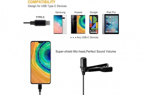 COMICA CVM-V01SP (UC) 2,5m Lavalier Петличный микрофон для смартфонов с разъемом USB-C COMICA CVM-V01SP (UC) 2,5m Lavalier Петличный микрофон для смартфонов с разъемом USB-C