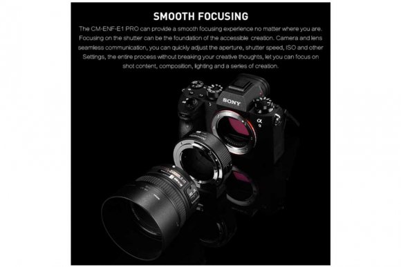 Commlite CM-ENF-E1 PRO (Переходное кольцо для ля объективов Nikon F или совместимых на байонет Sony E-mount) Commlite CM-ENF-E1 PRO (Переходное кольцо для ля объективов Nikon F или совместимых на байонет Sony E-mount)