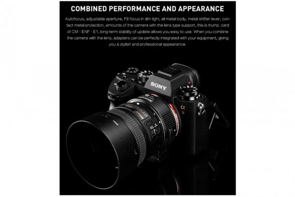 Commlite CM-ENF-E1 PRO (Переходное кольцо для ля объективов Nikon F или совместимых на байонет Sony E-mount) Commlite CM-ENF-E1 PRO (Переходное кольцо для ля объективов Nikon F или совместимых на байонет Sony E-mount)