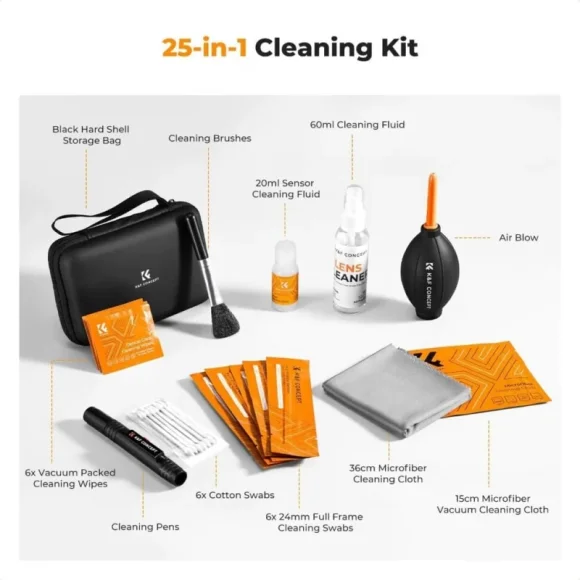 Чистящий набор K&F Concept (KF08.079) 25-in-1 Cleaing Kit для полнокадровой (full frame) камеры 