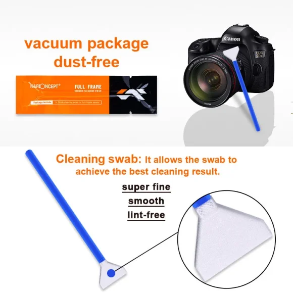 K&F Concept (SKU.1617) 24mm DSLR or SLR Camera Full-Frame Sensor Cleaning Swab Kit (10pcs*cleaning swab + 1*20ml cleaning liquid) 