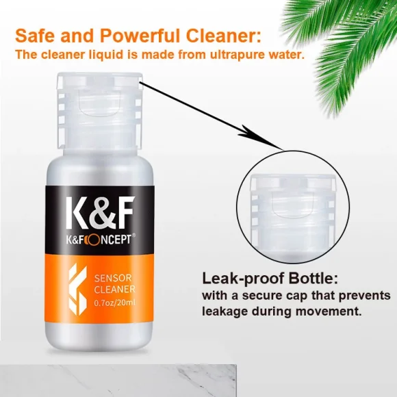 K&F Concept (SKU.1617) 24mm DSLR or SLR Camera Full-Frame Sensor Cleaning Swab Kit (10pcs*cleaning swab + 1*20ml cleaning liquid) 