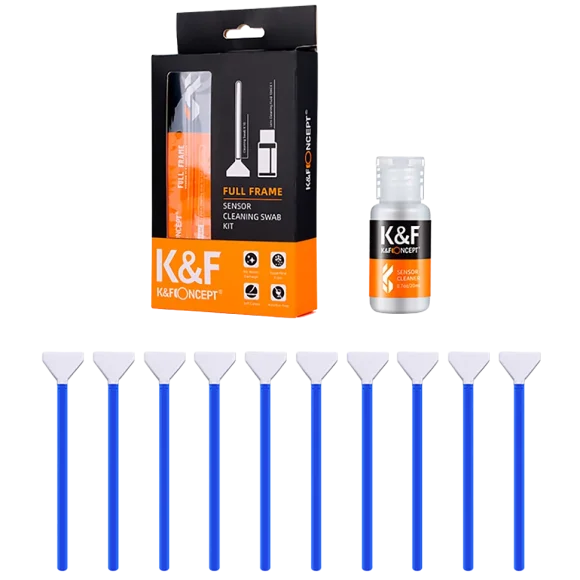 K&F Concept (SKU.1617) 24mm DSLR or SLR Camera Full-Frame Sensor Cleaning Swab Kit (10pcs*cleaning swab + 1*20ml cleaning liquid) 