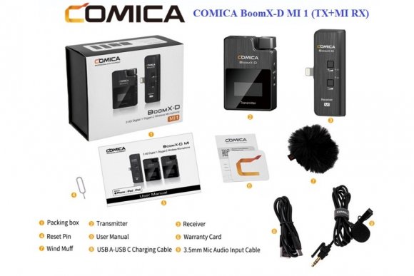  COMICA BoomX-D MI1 (TX+MI RX) Беспроводной петличный микрофон для Apple Lightning 