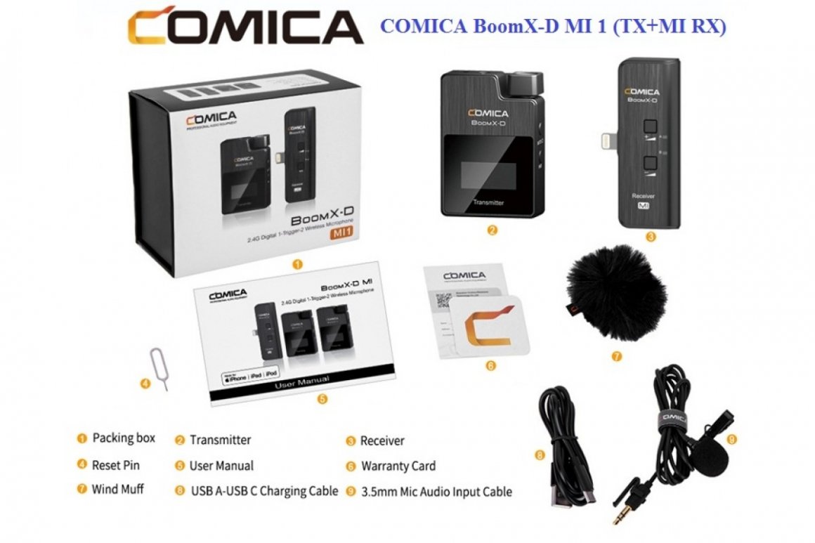 COMICA BoomX-D MI1 (TX+MI RX) Беспроводной петличный микрофон для Apple  Lightning с доставкой по Москве и всей России