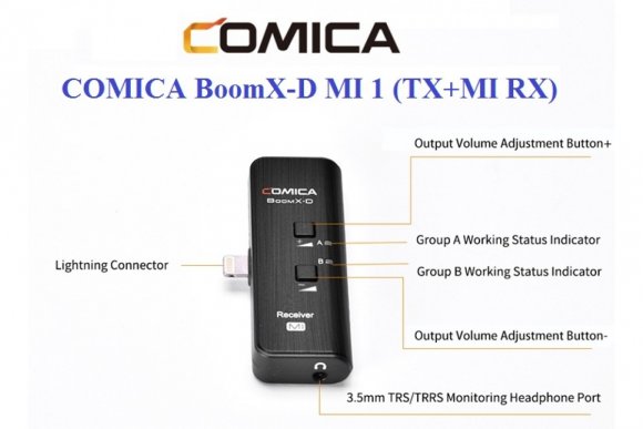 COMICA BoomX-D MI1 (TX+MI RX) Беспроводной петличный микрофон для Apple Lightning COMICA BoomX-D MI1 (TX+MI RX) Беспроводной петличный микрофон для Apple Lightning