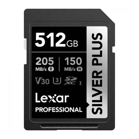 Карта памяти 512GB Lexar Professional SILVER PLUS SDXC (205/150Mb/s) C10 V30 U3 Карта памяти 512GB Lexar Professional SILVER PLUS SDXC (205/150Mb/s) C10 V30 U3