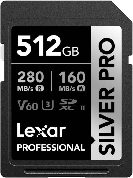Карта памяти Lexar 512GB Professional UHS-II SDXC 280/160 MB/s U3 V60 SILVER 