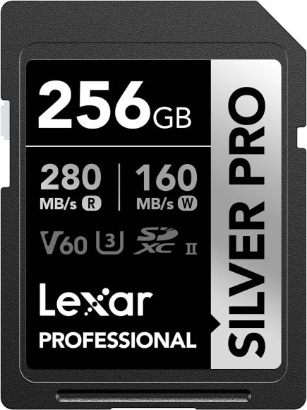 Карта памяти Lexar 256GB Professional UHS-II SDXC 280/160 MB/s U3 V60 SILVER 