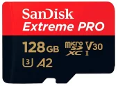 Карта памяти SanDisk Extreme PRO microSDXC 128 ГБ  UHS-1 R/W 200/90 МБ/с, адаптер на SD