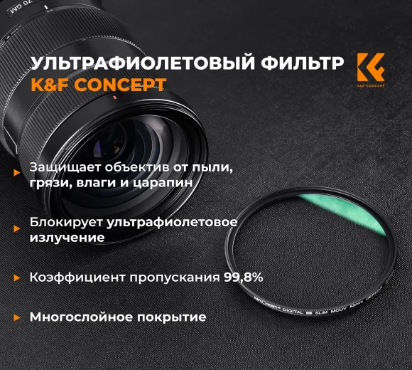 ​Светофильтр K&F Concept NANO-C Series HMC UV 77mm 
