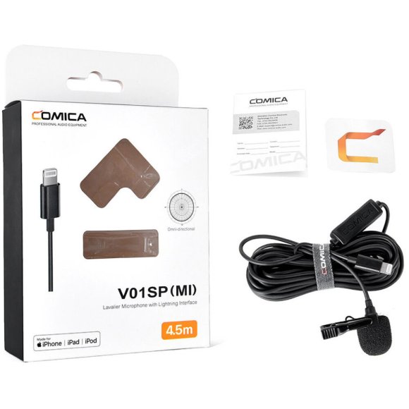 COMICA CVM-V01SP (Mi) 4.5м Всенаправленный петличный микрофон с разъемом Lighting для Apple COMICA CVM-V01SP (Mi) 4.5м Всенаправленный петличный микрофон с разъемом Lighting для Apple