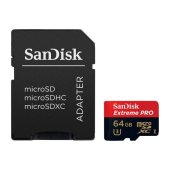 Карта памяти SanDisk Extreme PRO microSDXC 64 ГБ  UHS-1 R/W 200/90 МБ/с, адаптер на SD