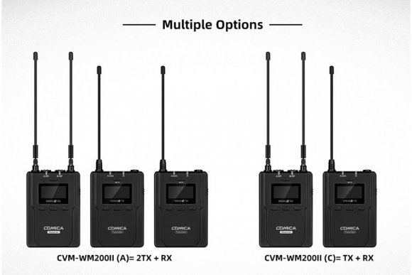 COMICA CVM-WM200II (A) 2TX+RX UHF Metal Wireless Microphone COMICA CVM-WM200II (A) 2TX+RX UHF Metal Wireless Microphone