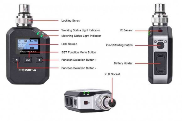 COMICA CVM-WM200/300 XLR UHF Беспроводной радиочастотный передатчик 